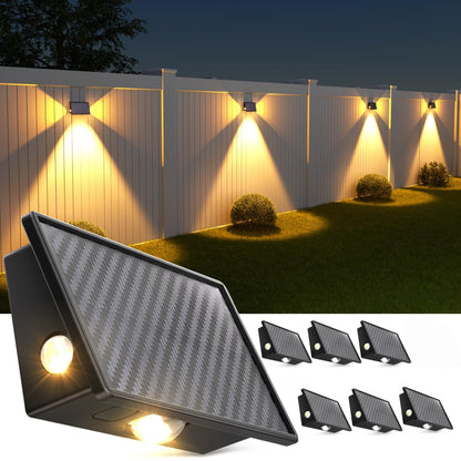 MEHOOM Solar Deck/Fence Lights Outdoor, 3000K 5 Modes LED Waterproof Solar Powered Outdoor lights, Solar Lights for Outside Wall/Step/Stairs/Railing,Backyard Patio Pathway Garden Décor 6 Pack