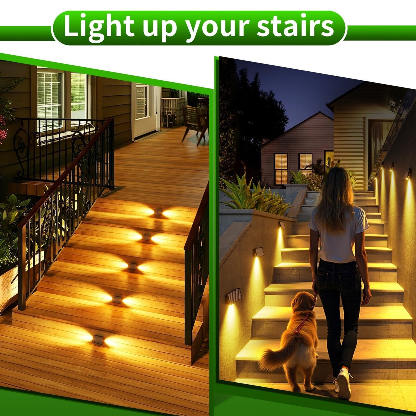 MEHOOM Solar Deck/Fence Lights Outdoor, 3000K 5 Modes LED Waterproof Solar Powered Outdoor lights, Solar Lights for Outside Wall/Step/Stairs/Railing,Backyard Patio Pathway Garden Décor 6 Pack