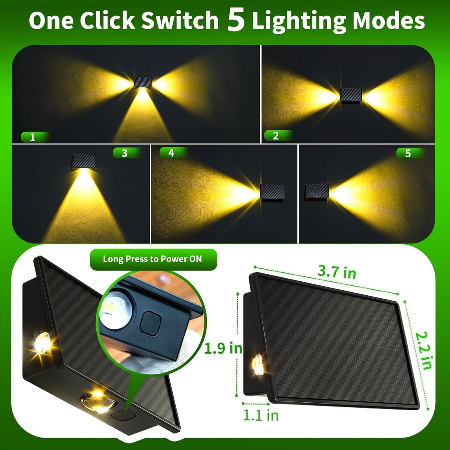 MEHOOM Solar Deck/Fence Lights Outdoor, 3000K 5 Modes LED Waterproof Solar Powered Outdoor lights, Solar Lights for Outside Wall/Step/Stairs/Railing,Backyard Patio Pathway Garden Décor 6 Pack