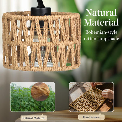 MEHOOM Rattan Candle Warmer Lamp with Dimmer Timer, Adjustable Height Warmer for Jar Candles, Light Brown Lampshade with 2 Bulbs, Home Decor Gifts for Bedroom Living Room