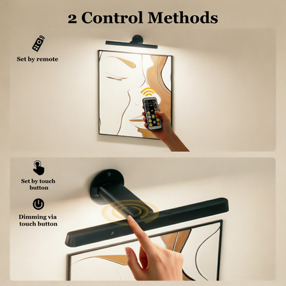 MEHOOM Rechargeable Cordless Wall Light with Controller and Timer, Dimmable 5400mAh Wall Lights Battery Operated for Wall , Wall Decor, Picture Lights for Artworking, Portrait Dartboard - Black