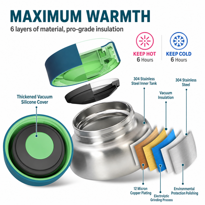 MEHOOM Kids Lunch Box, Leakproof Bento Box for kids with 4 Compartments & 18oz Soup Thermos for Hot Food, kids Insulated Lunch Box Durable, Drop-Proof, BPA-Free Materials (Green Dinosaur)