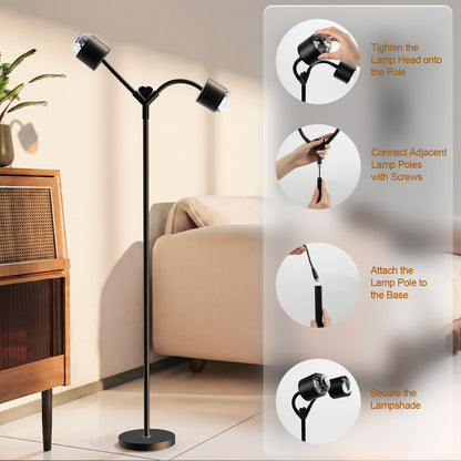 MEHOOM  Double-Headed Floor Lamp , 360°Rotating Sunset Lamp Ambiance Comes with 7 Color Swatches,  Modern Floor Stand Night Light for Living Rooms, Bedrooms & Offices