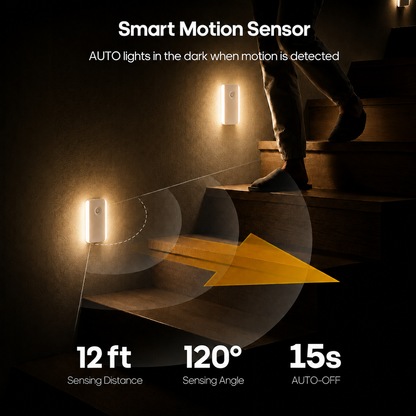 MEHOOM 6 Pack Rechargeable Motion Sensor Night Light, Magnetic Stair Lights Indoor, LED Lights for Bedroom, Toilet, Garage, Closet, Step, Hallway
