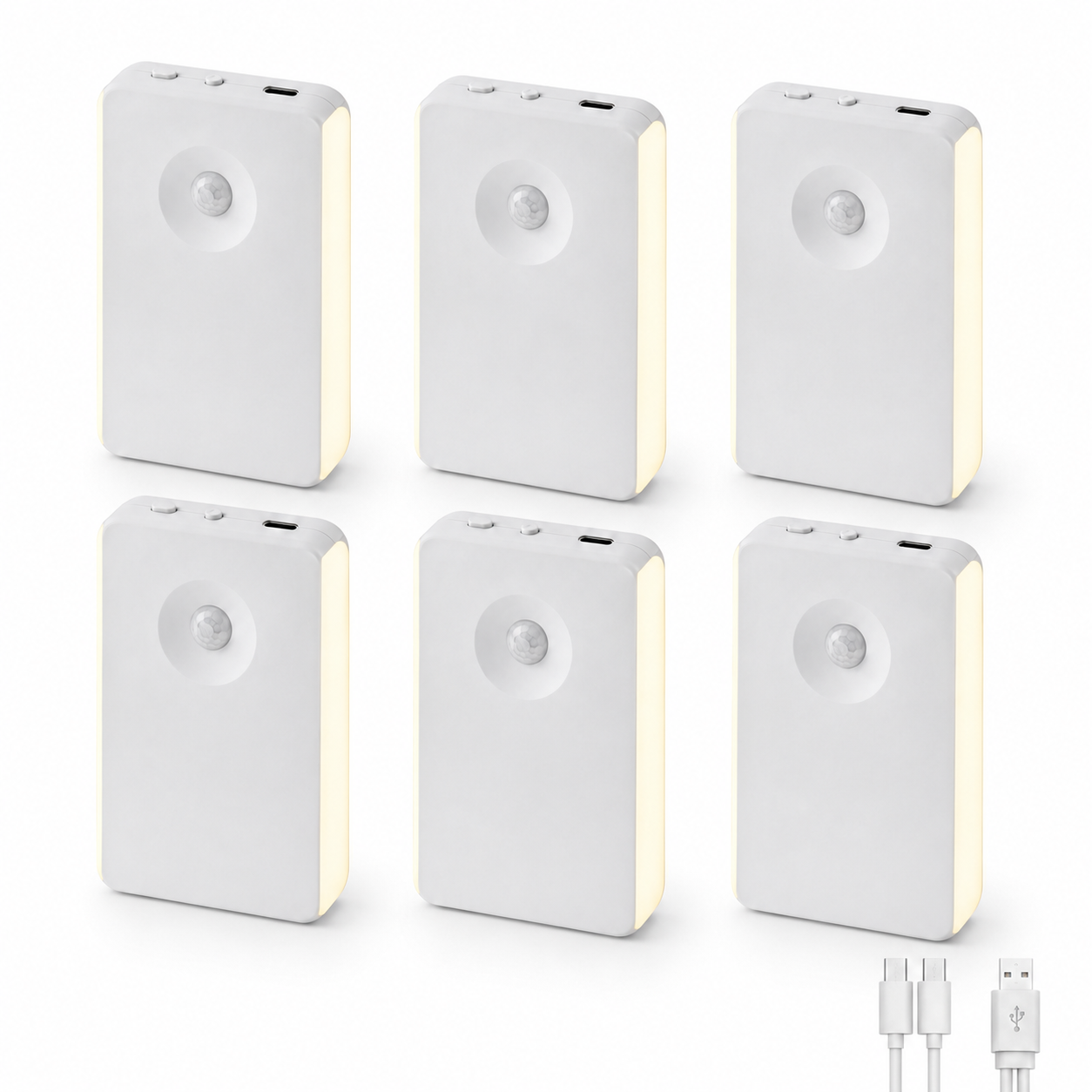 MEHOOM 6 Pack Rechargeable Motion Sensor Night Light, Magnetic Stair Lights Indoor, LED Lights for Bedroom, Toilet, Garage, Closet, Step, Hallway