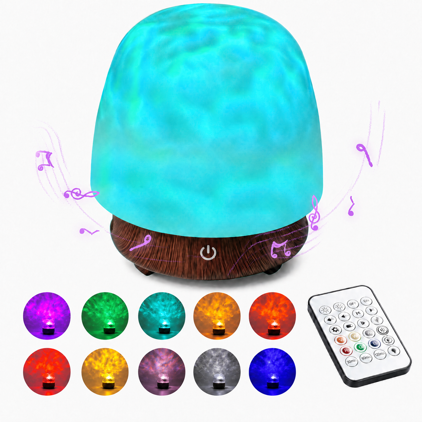 MEHOOM 16 Color Noise Sound Machine & Night Light, 3D Ocean Wave Projector Light for Sleep Adults/Kids, Bluetooth, Timer, Dimmable & Control, Rechargeable LED Lights for Bedroom