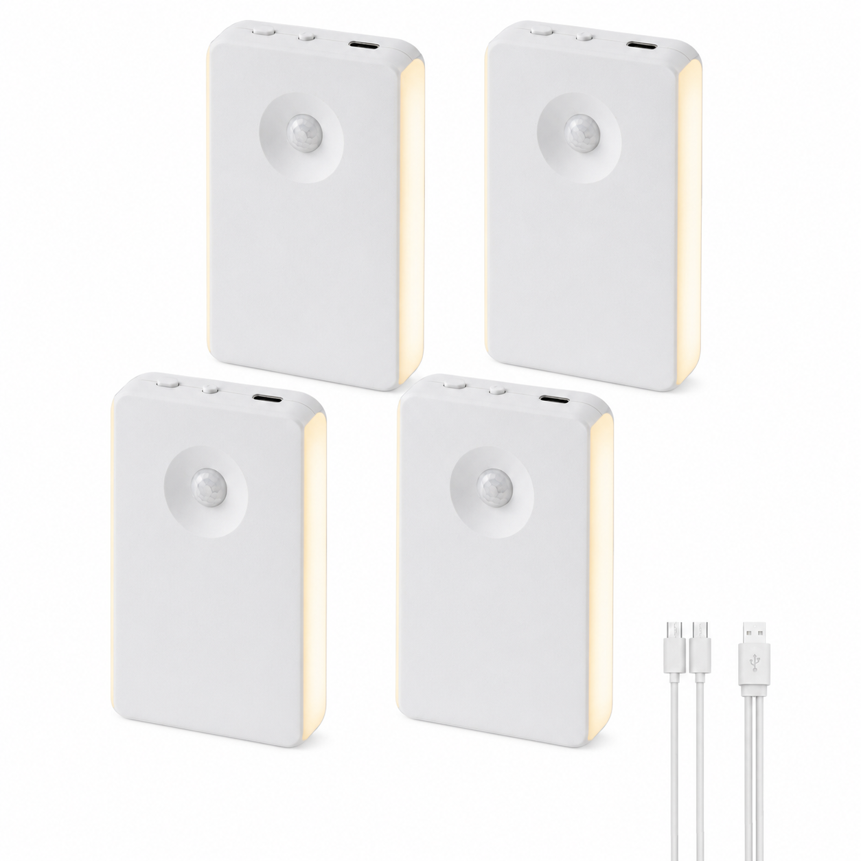 MEHOOM 4 Pack Rechargeable Motion Sensor Night Light, Magnetic Stair Lights Indoor, LED Lights for Bedroom,Toilet, Garage, Closet,Step, Hallway