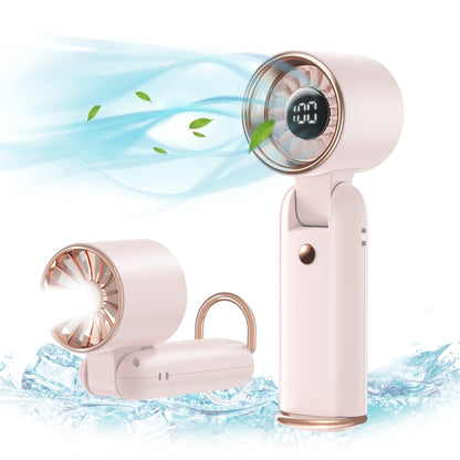 MEHOOM 3 IN 1 Portable Fan, 5000mAh Rechargeable Mini Handheld Fan with 100 Speeds Air Turbo Personal Fan for Indoor Outdoor Travel (Pink)