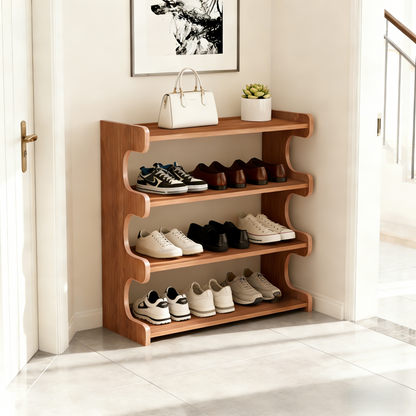 MEHOOM 4 Tier Bamboo Shoe Rack Organizer, Sturdy Shoe Storage Shelf for Closet, Entryway, Dorm & Garage, 28"x11"x20" (Natural)