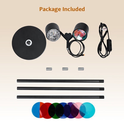 MEHOOM  Double-Headed Floor Lamp , 360°Rotating Sunset Lamp Ambiance Comes with 7 Color Swatches,  Modern Floor Stand Night Light for Living Rooms, Bedrooms & Offices