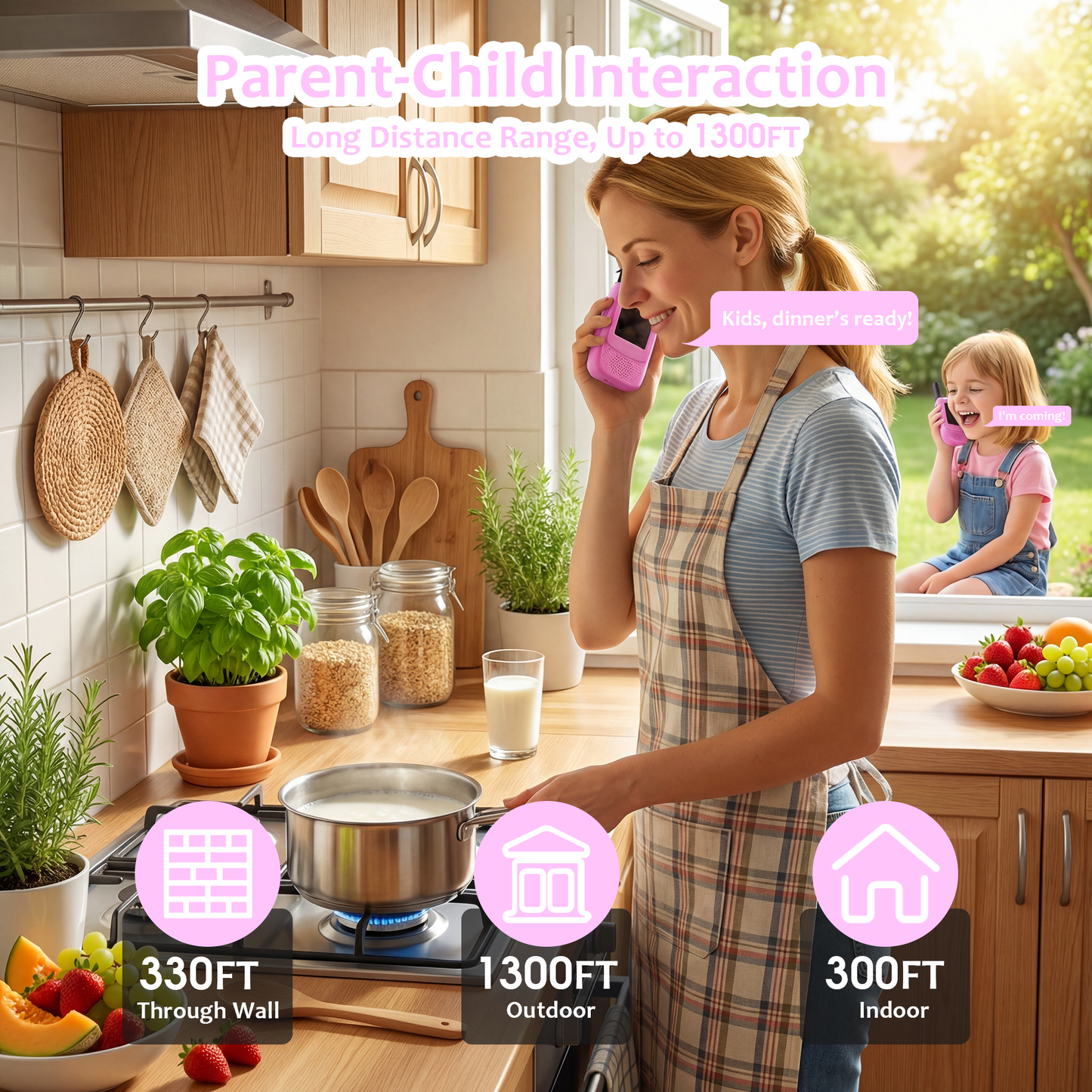 METIYEA Video Walkie Talkies for Kids, 2-Pack Rechargeable Walkie Talkies with Camera, Long Range Two-Way Radios for Boys & Girls Ages 3–12, Indoor Outdoor Play, Camping & Birthday Gift (Pink/Pink)
