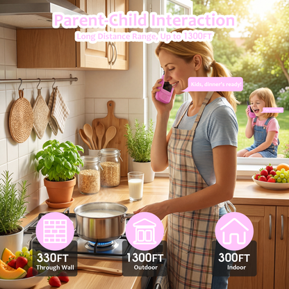 METIYEA Video Walkie Talkies for Kids, 2-Pack Rechargeable Walkie Talkies with Camera, Long Range Two-Way Radios for Boys & Girls Ages 3–12, Indoor Outdoor Play, Camping & Birthday Gift (Pink/Pink)