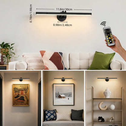 MEHOOM Rechargeable Cordless Wall Light with Controller and Timer, Dimmable 5400mAh Wall Lights Battery Operated for Wall , Wall Decor, Picture Lights for Artworking, Portrait Dartboard - Black