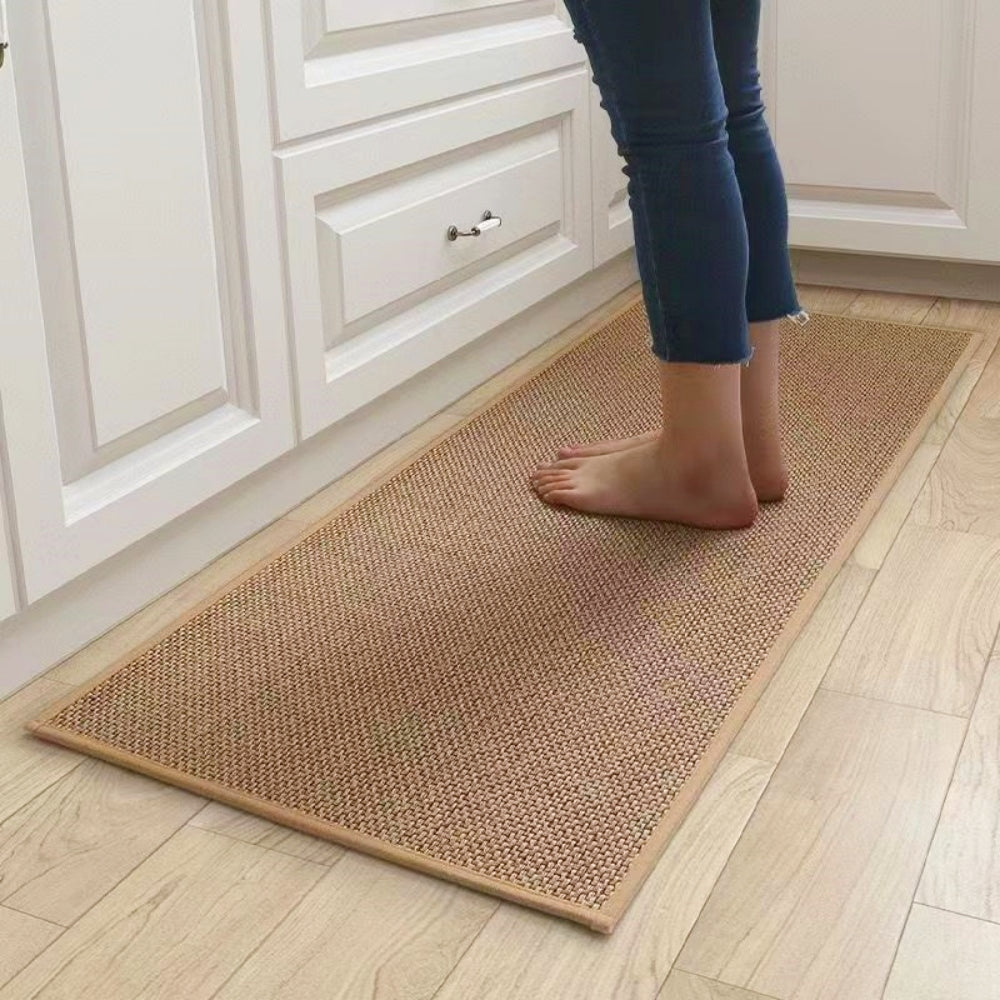 MEHOOM Boho Indoor Flax Woven  Runner Rug Brown 17inx59in, Non-Slip Rubberback  washable rugs,Qickly Absorb Water Kitchen Rugs, Farmhouse Decor Rugs for living room,bedroom,Kitchen,Hallway,bathroom