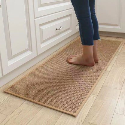 MEHOOM Boho Indoor Flax Woven  Runner Rug Brown 17inx59in, Non-Slip Rubberback  washable rugs,Qickly Absorb Water Kitchen Rugs, Farmhouse Decor Rugs for living room,bedroom,Kitchen,Hallway,bathroom